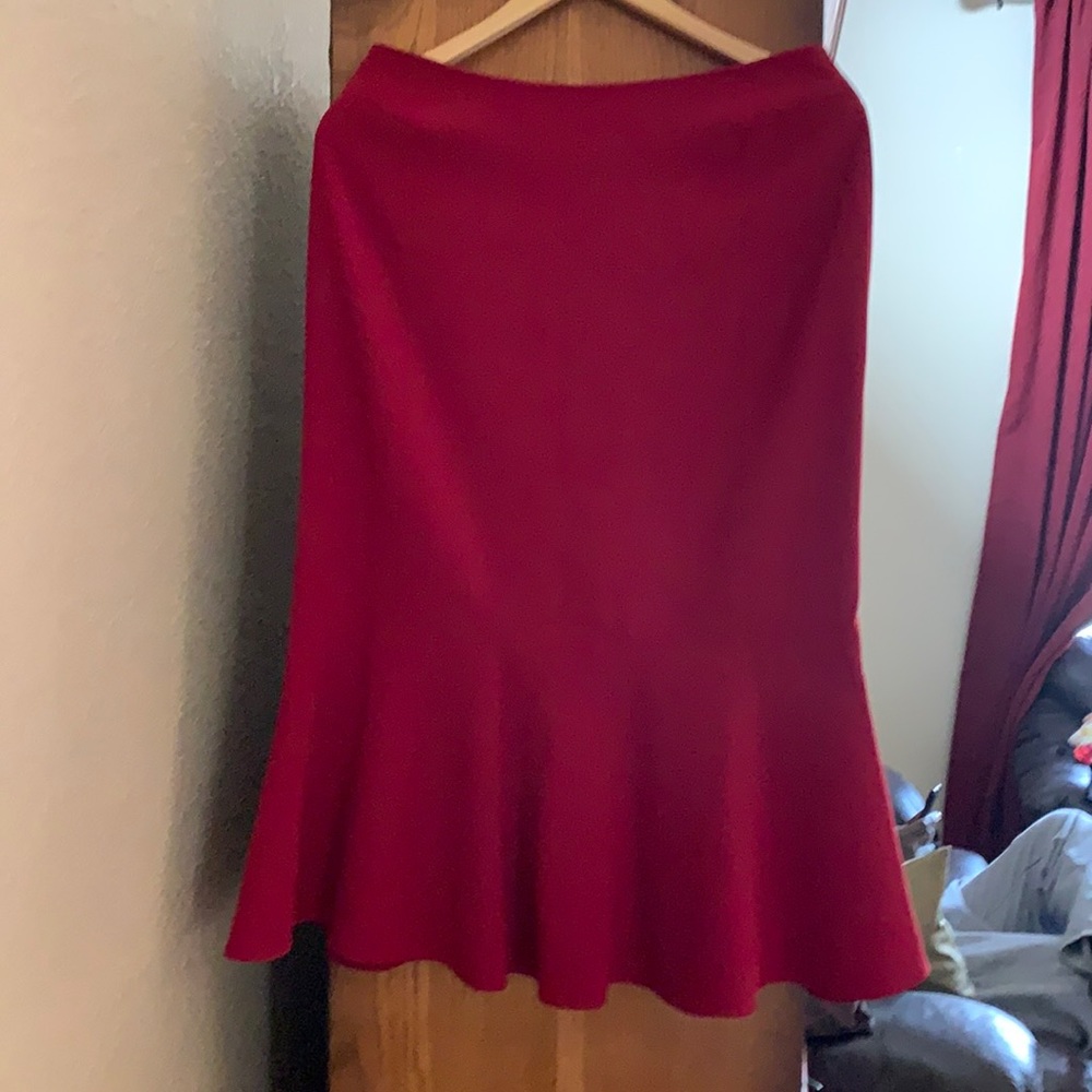 Ladies red tea length skirt